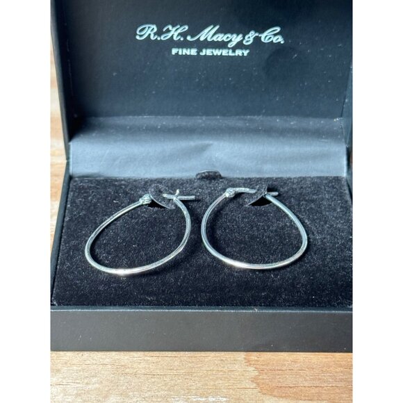 R.H. Macy & Co. Sterling Silver Teardrop Hoop Earrings With Secure Latch Closure - Picture 5 of 6